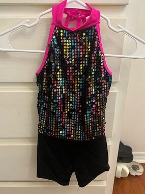Weissman Black Dancewear with Bright Pink Trim
